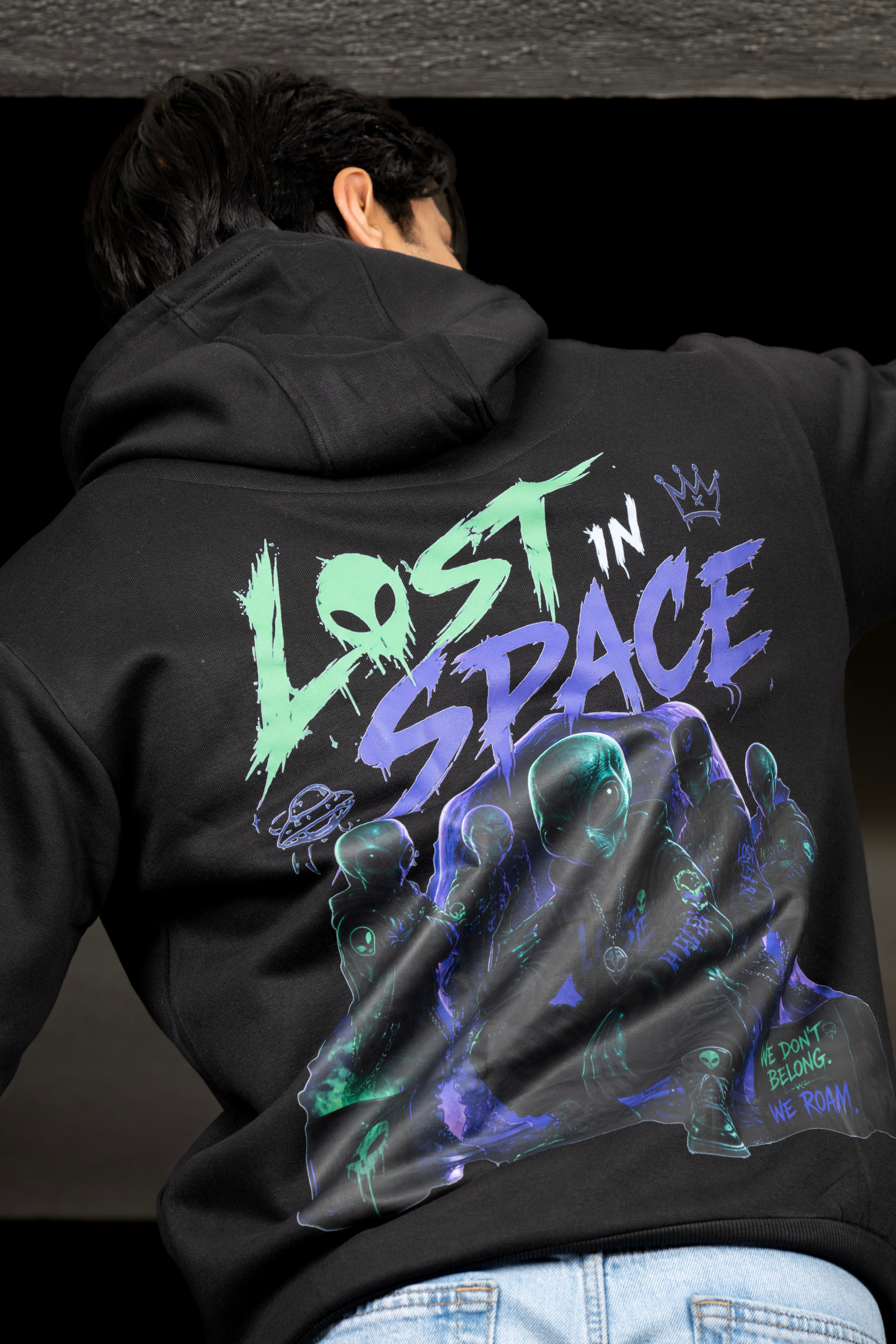 Men Solid Black Hoodie | Lost Signal