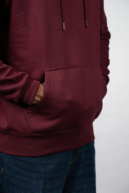 Men Solid Maroon Hoodie | Good Stories