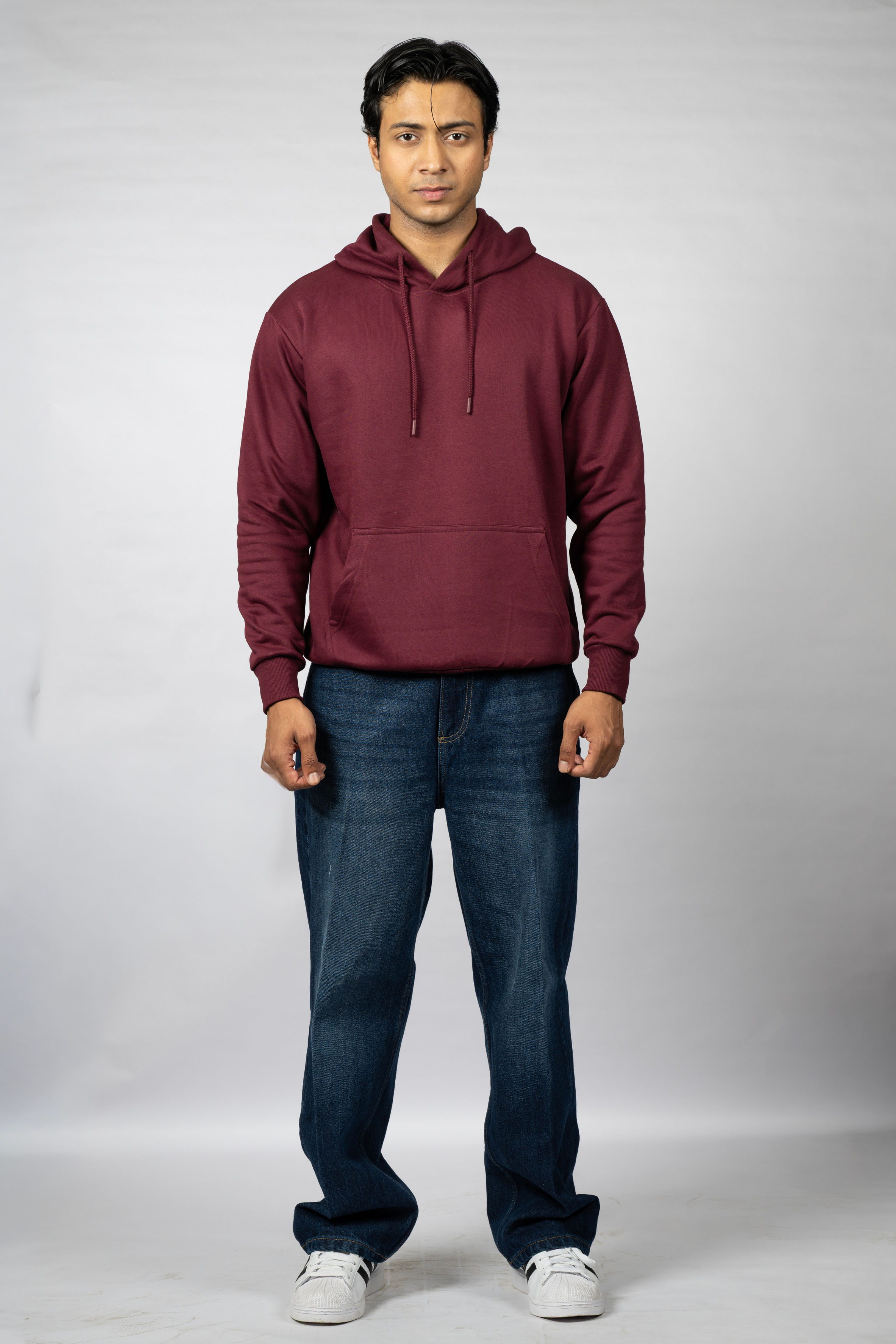 Men Solid Maroon Hoodie