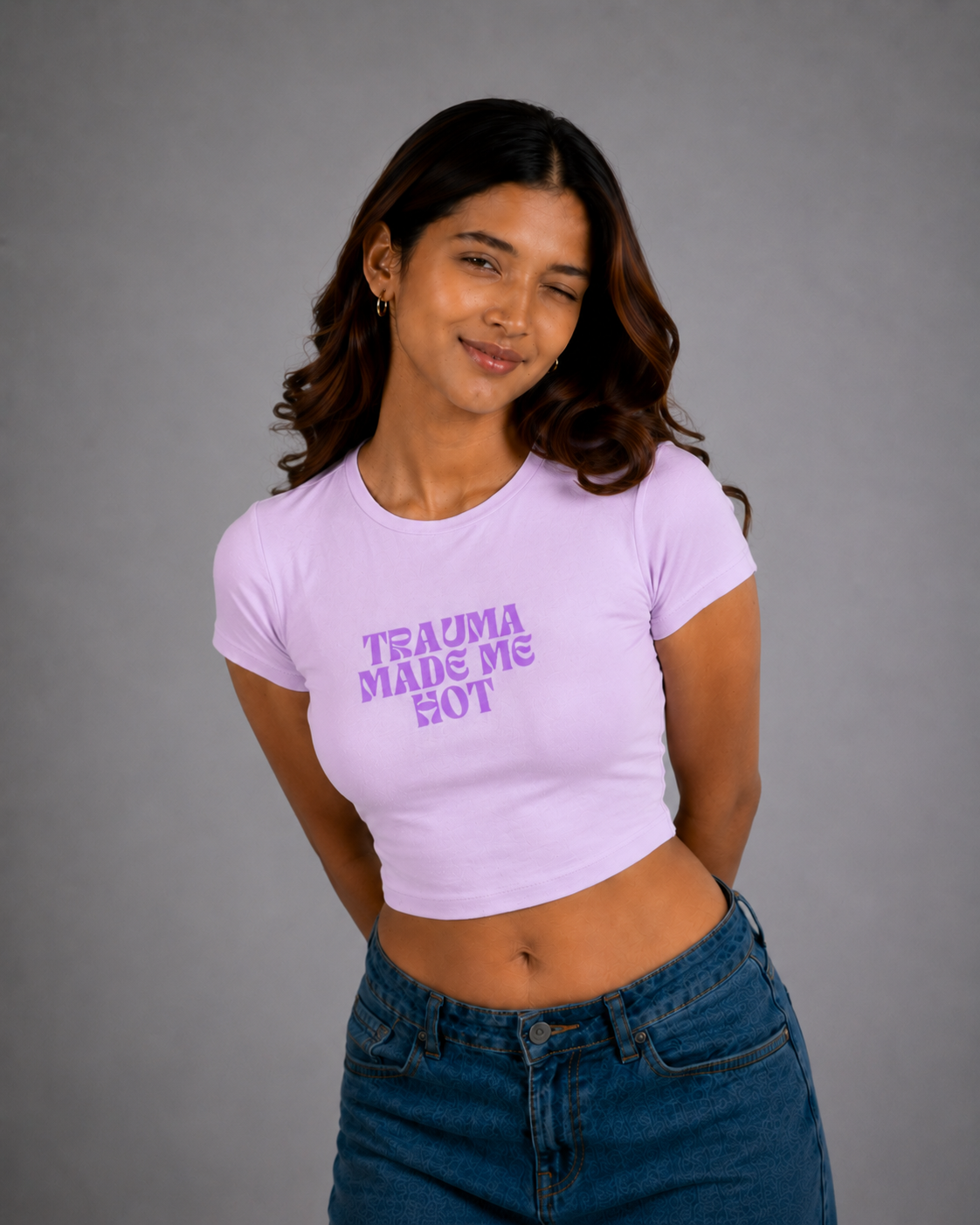 Women Lavender Baby Tee | Trauma Made Me Hot