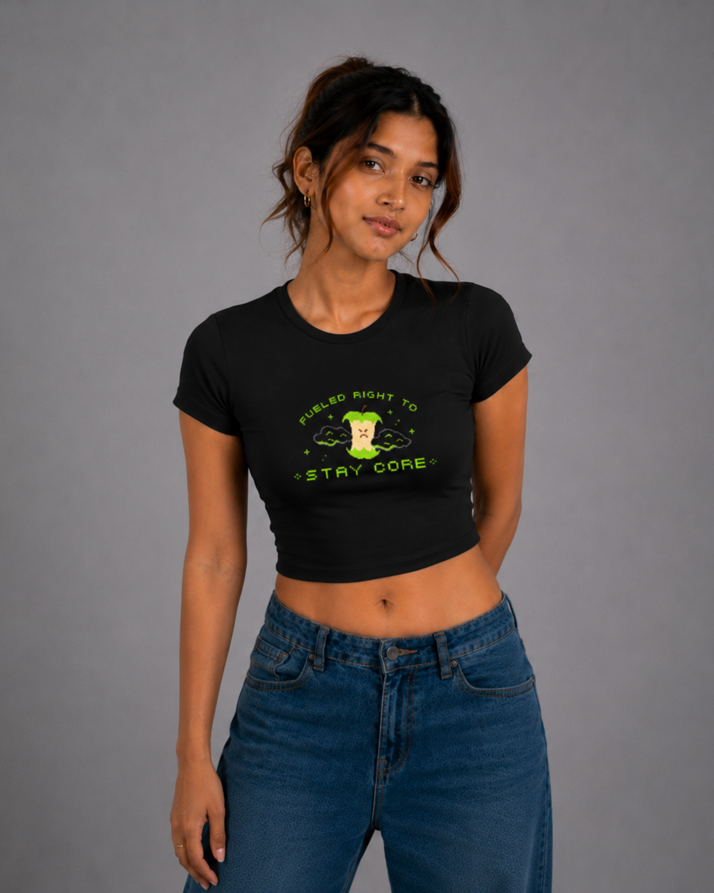 Women Black Baby Tee | Fueled Right To Stay Core