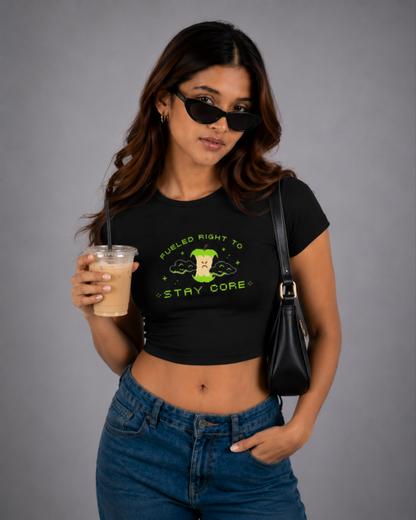 Women Black Baby Tee | Fueled Right To Stay Core