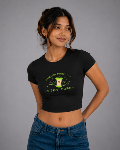 Women Black Baby Tee | Fueled Right To Stay Core