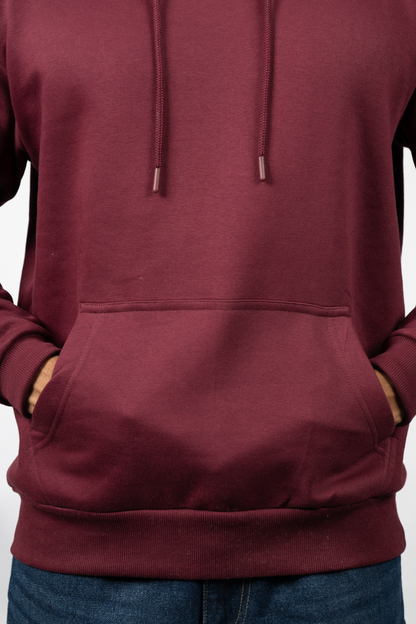 Men Solid Maroon Hoodie | Good Stories