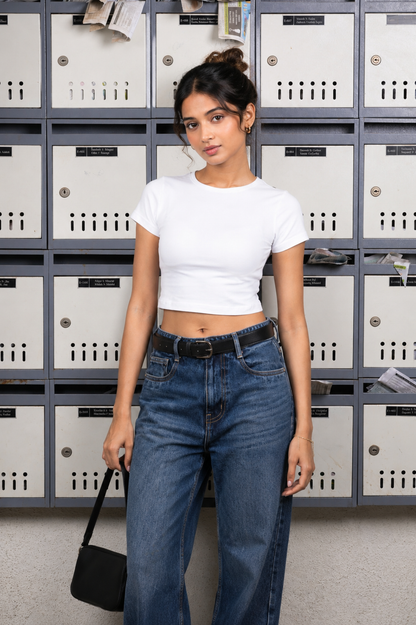 Women White Baby Tee