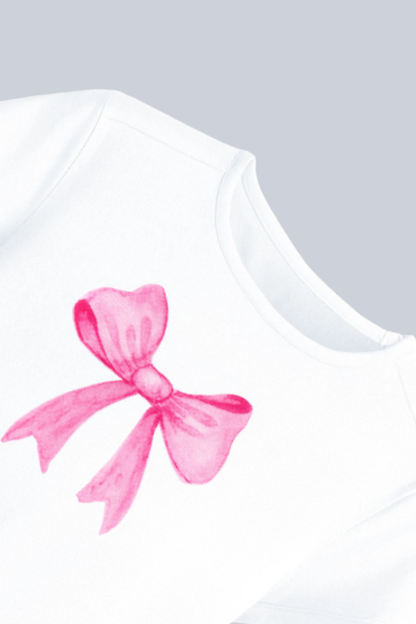 Women White Baby Tee | Bow