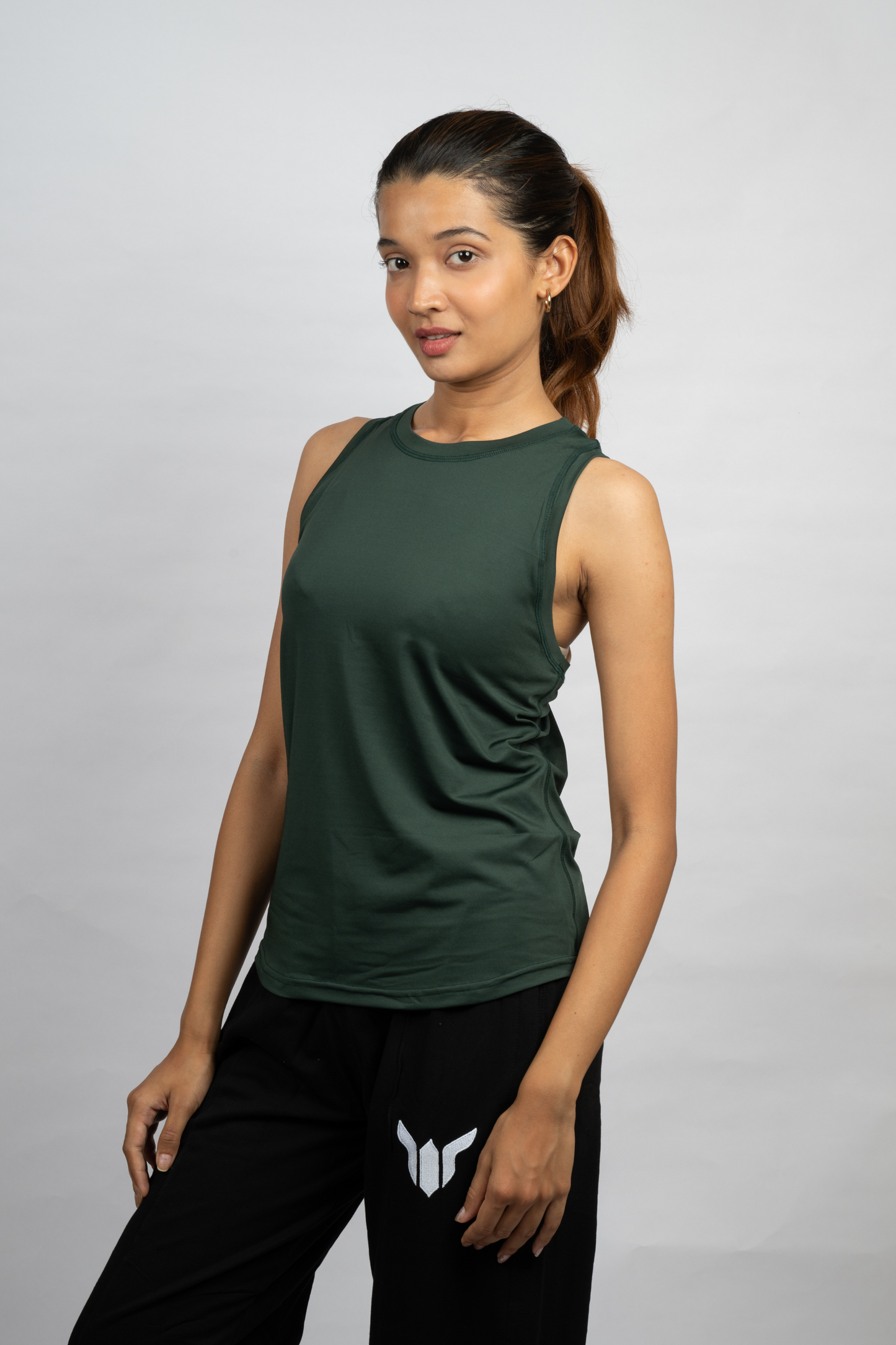 Women Bottle Green Tank Top