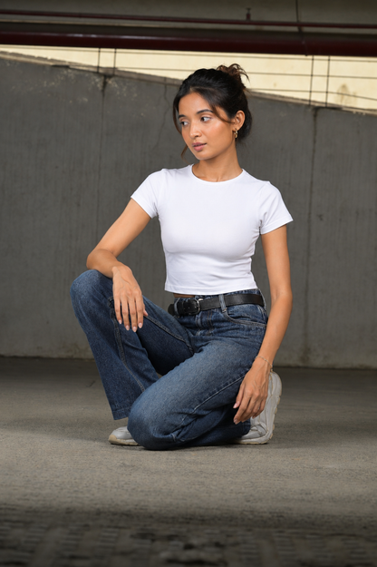 Women White Baby Tee