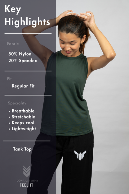 Women Bottle Green Tank Top