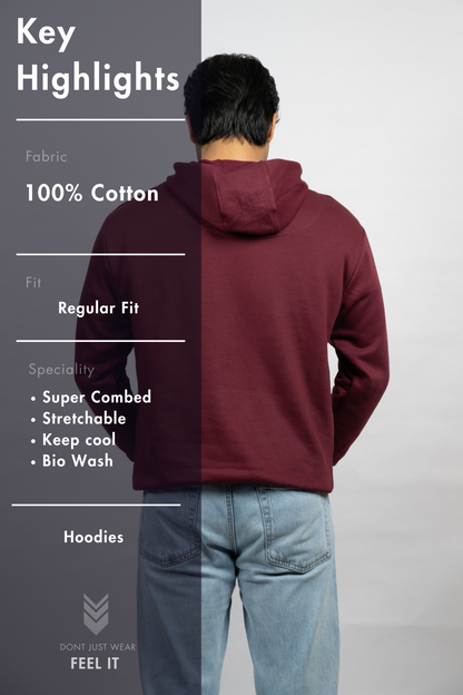 Men Solid Maroon Hoodie
