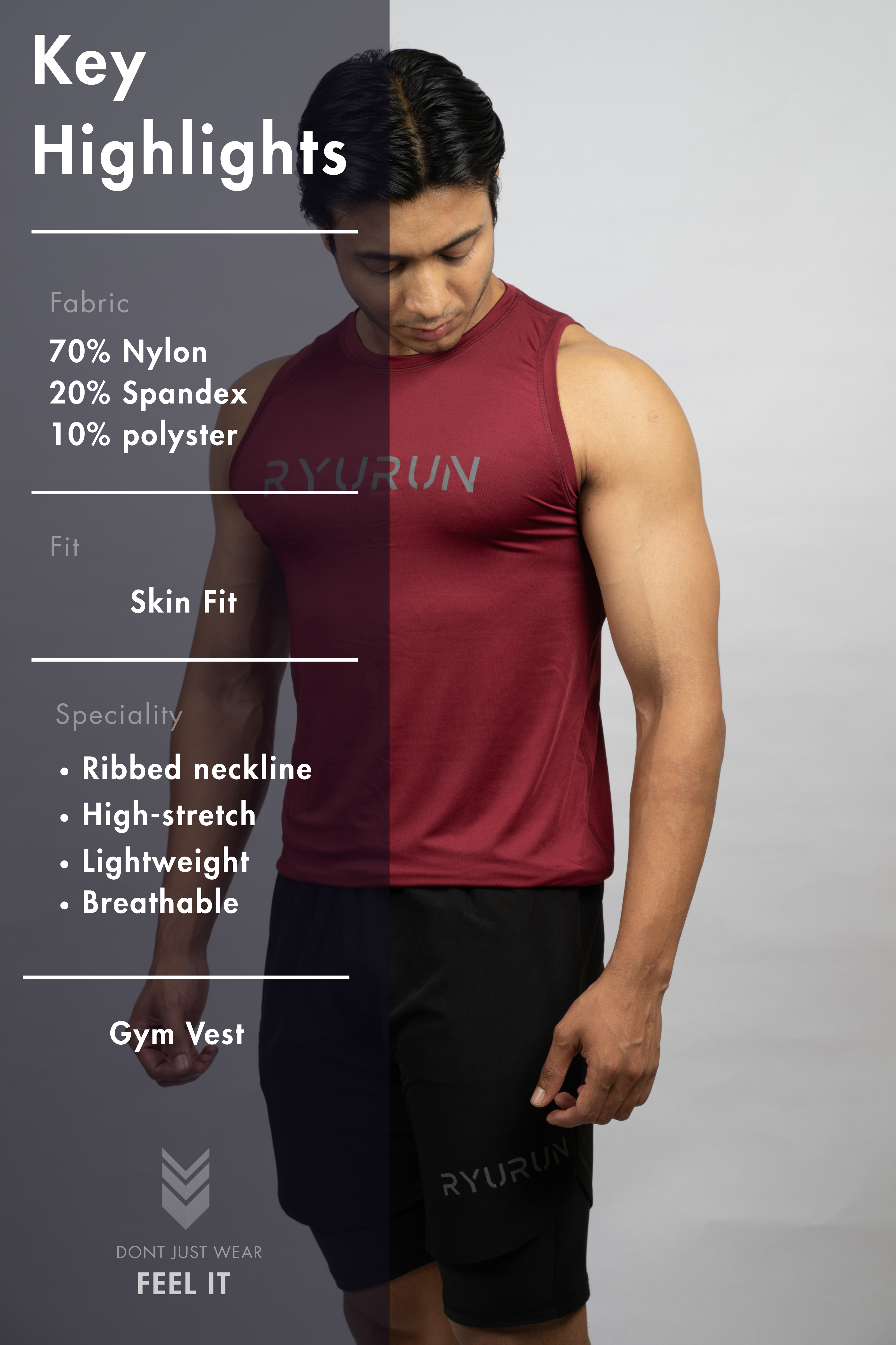 Muscle Mesh Gym Vest | Maroon