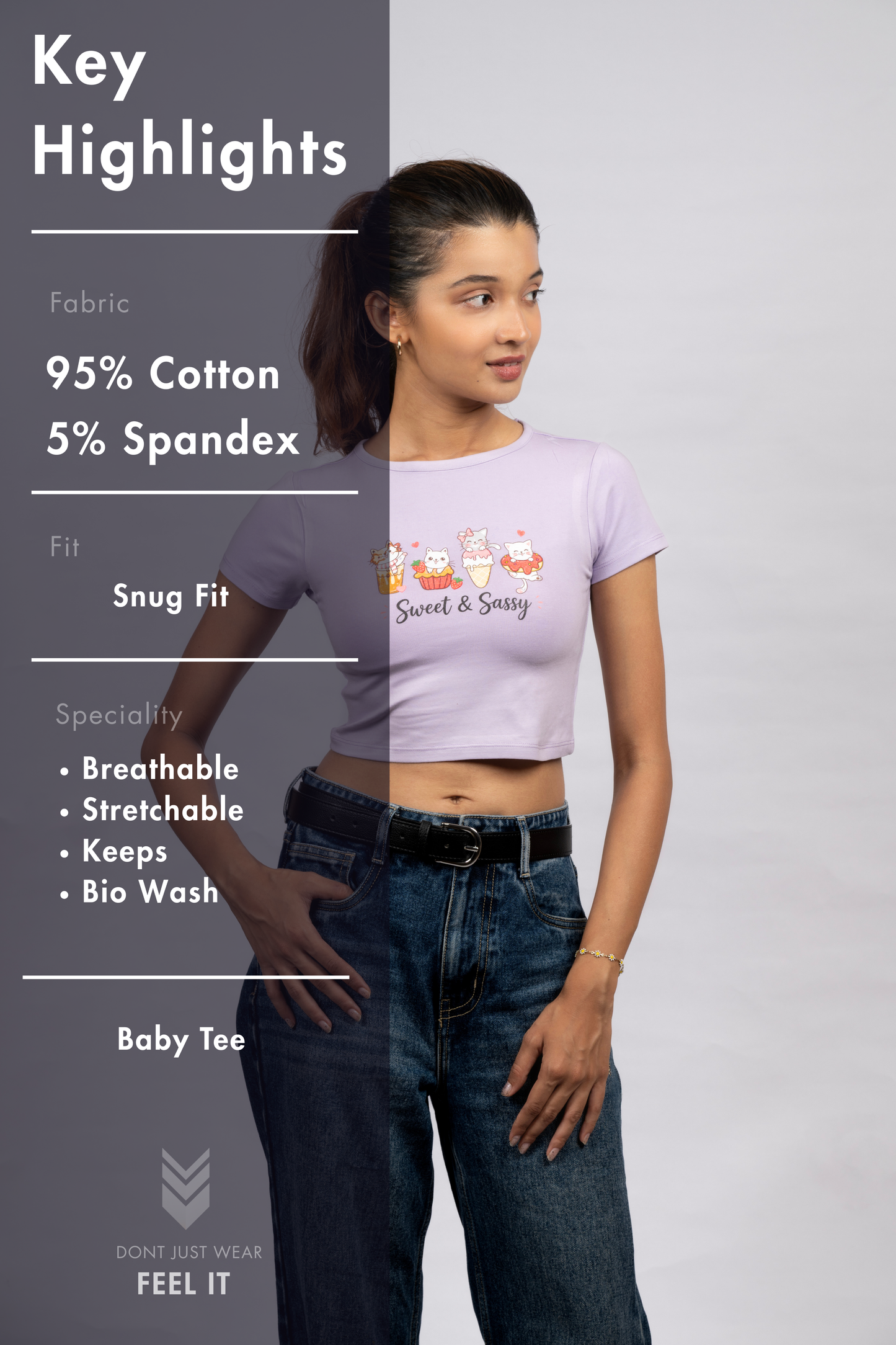 Women Lavender Baby Tee | Sassy Paws