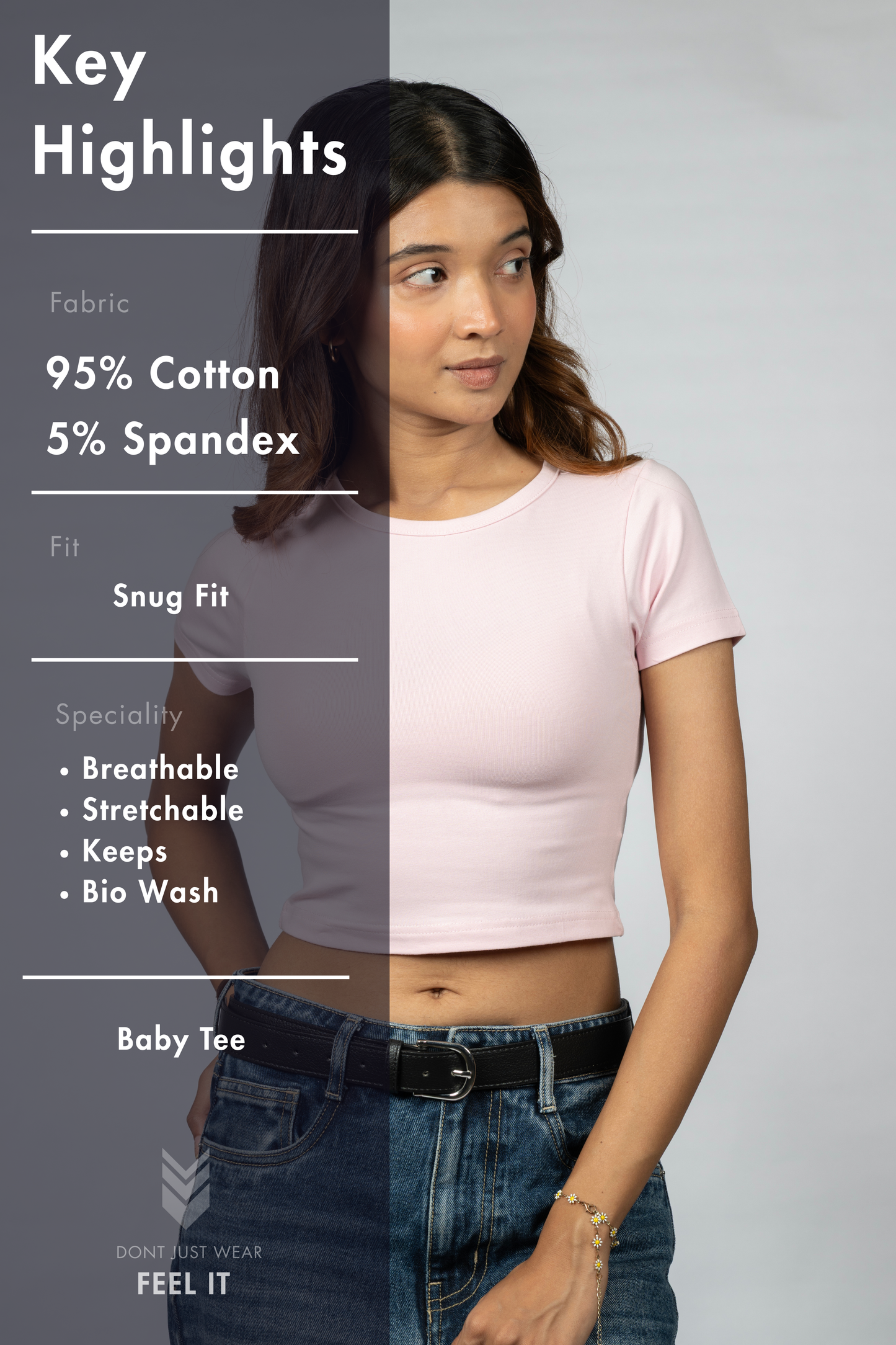Women Pink Baby Tee