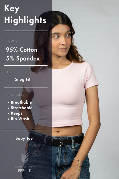 Women Pink Baby Tee
