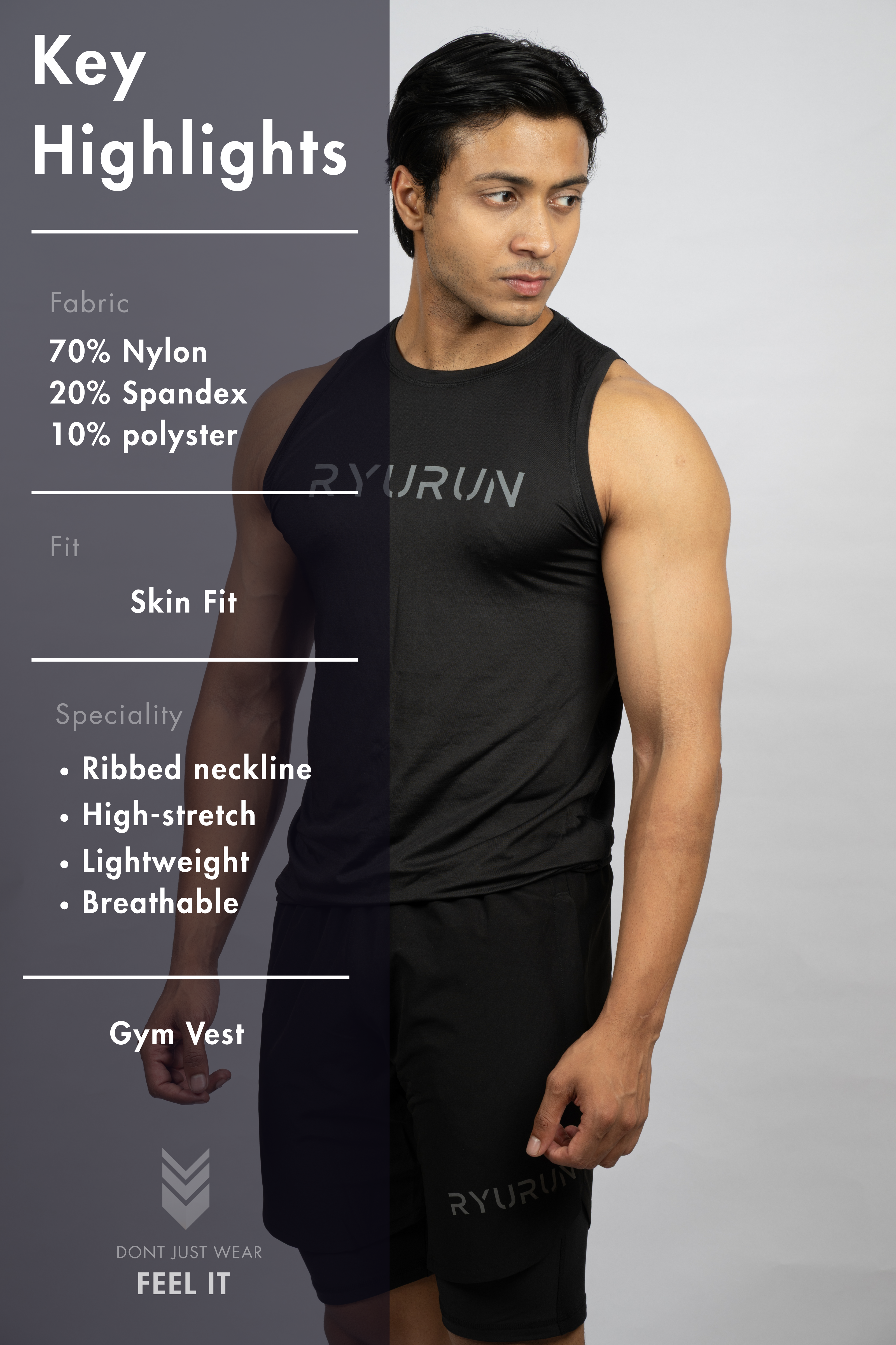 Muscle Mesh Gym Vest | Black