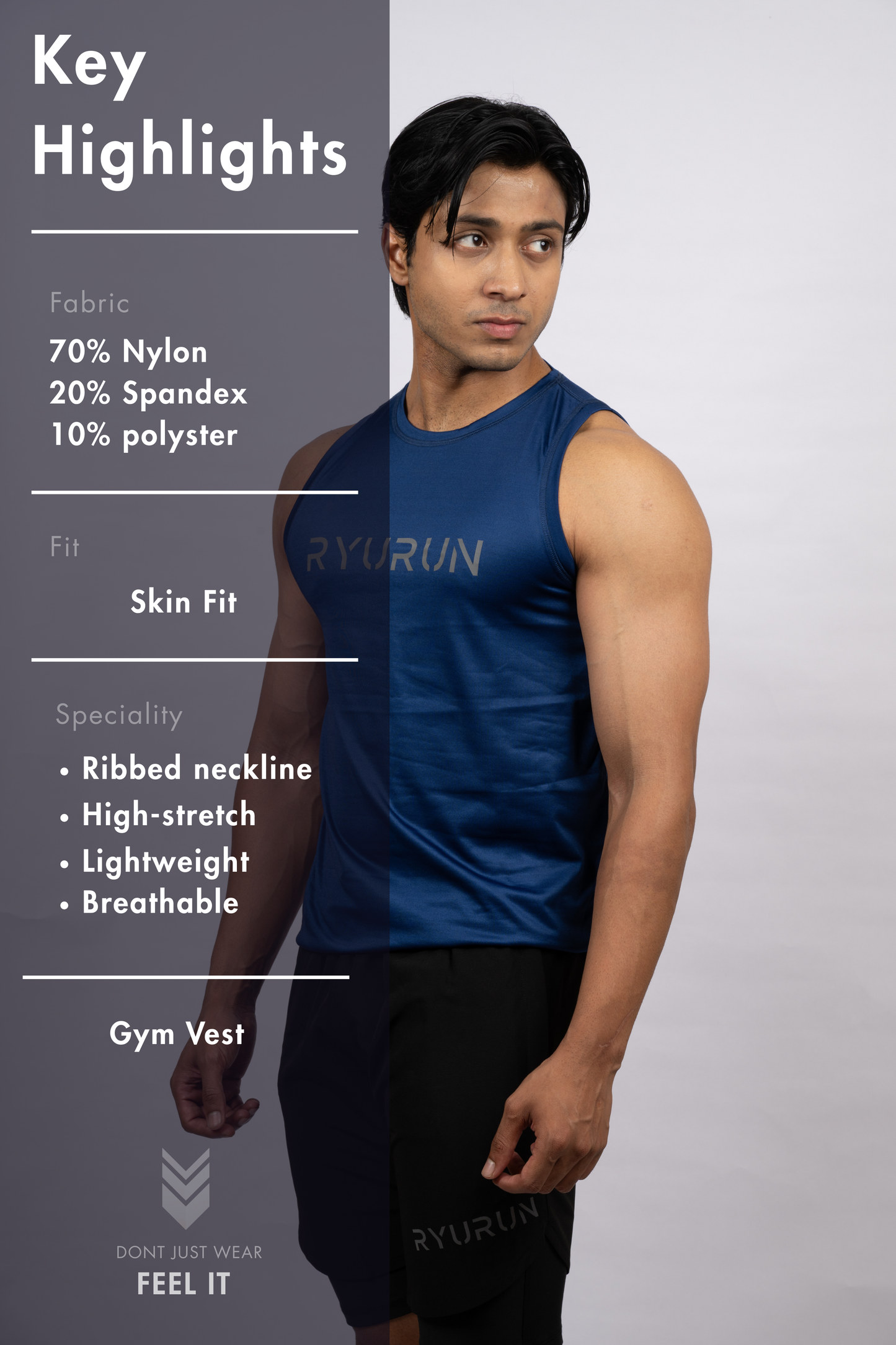 Muscle Mesh Gym Vest | Blue