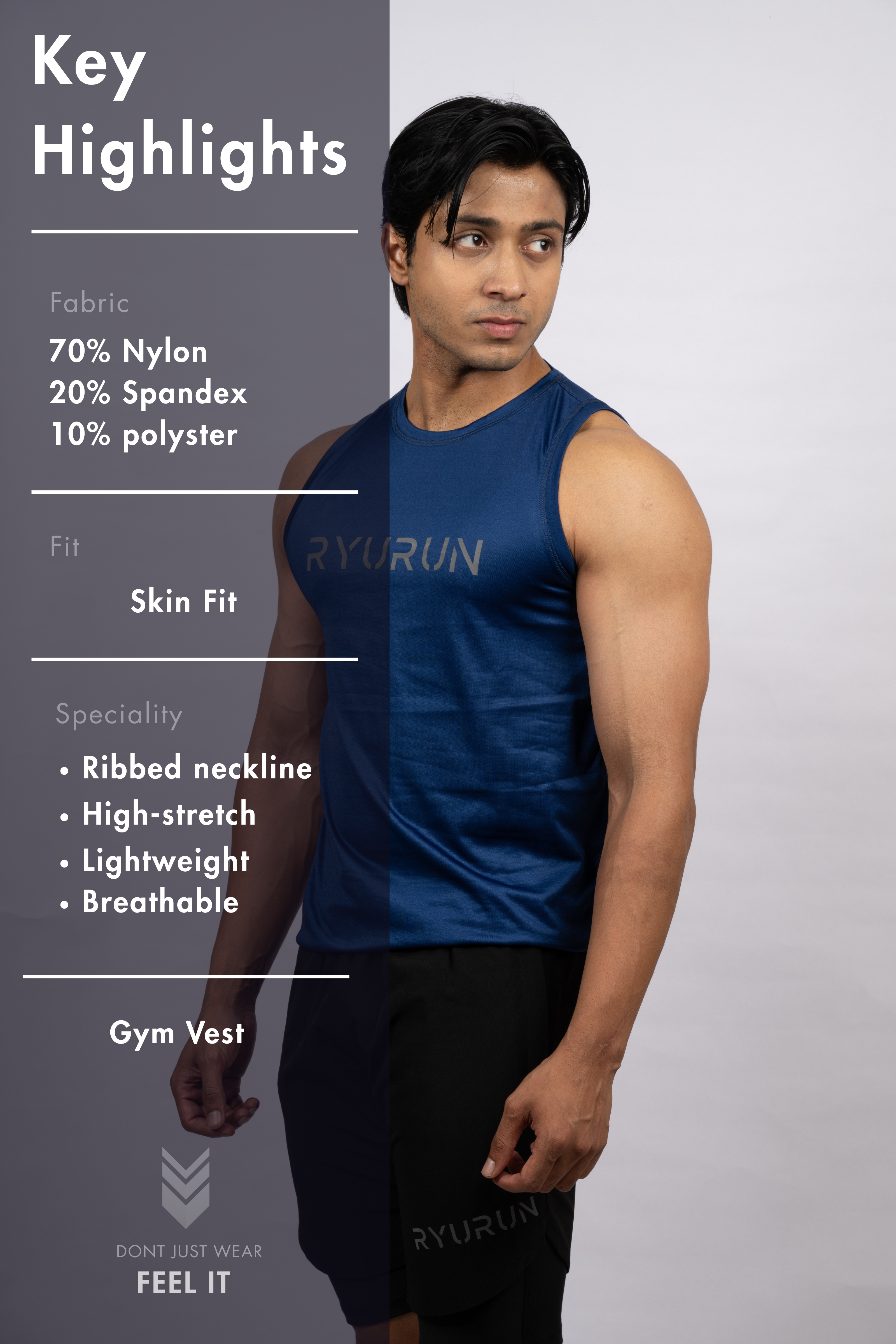Muscle Mesh Gym Vest | Blue