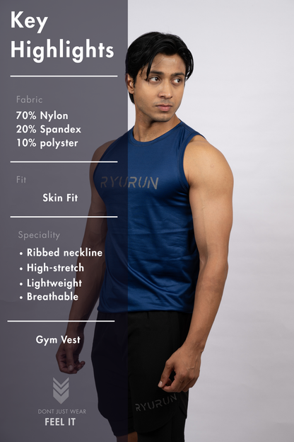 Muscle Mesh Gym Vest | Blue