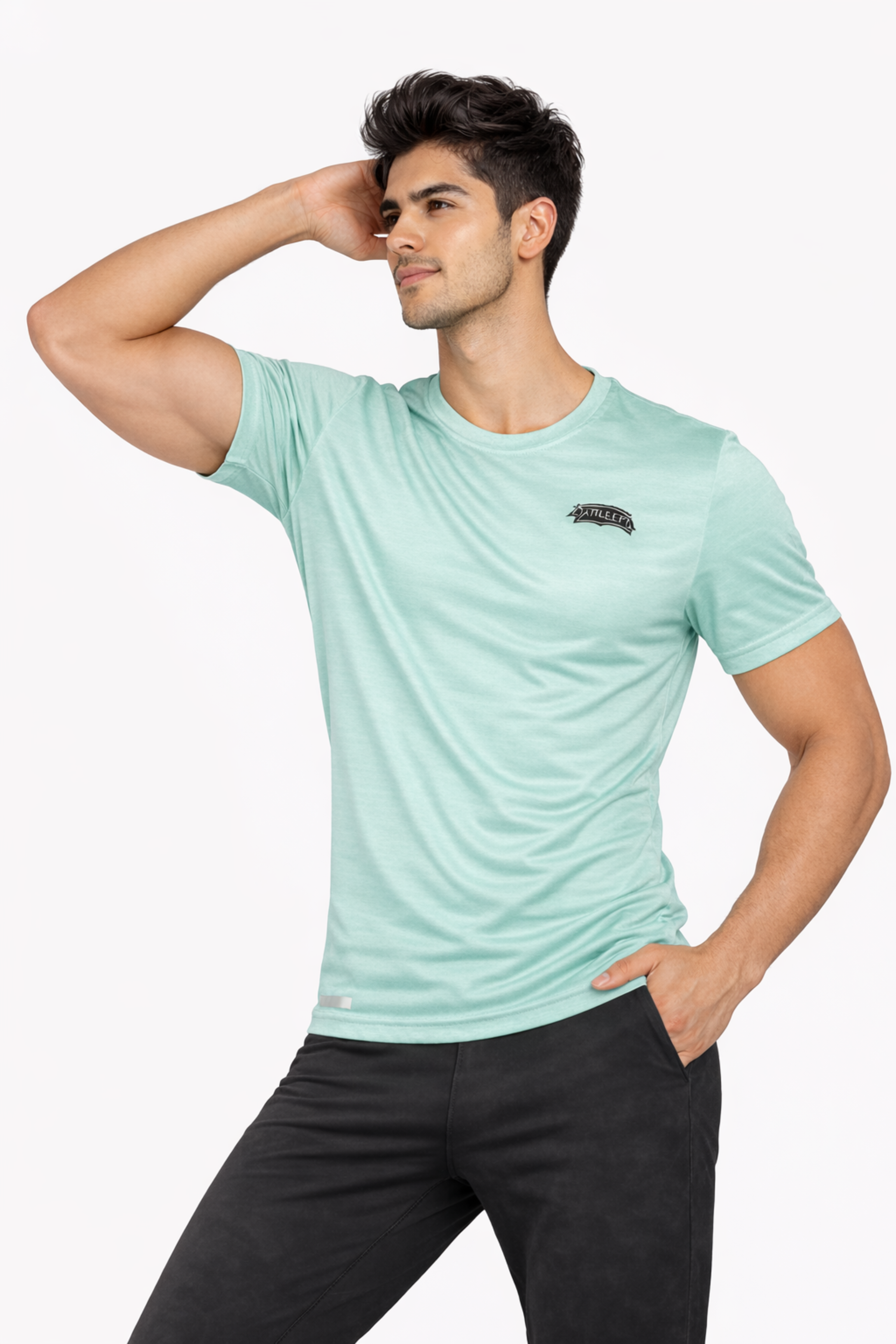 Men Sage Green Active T-Shirt