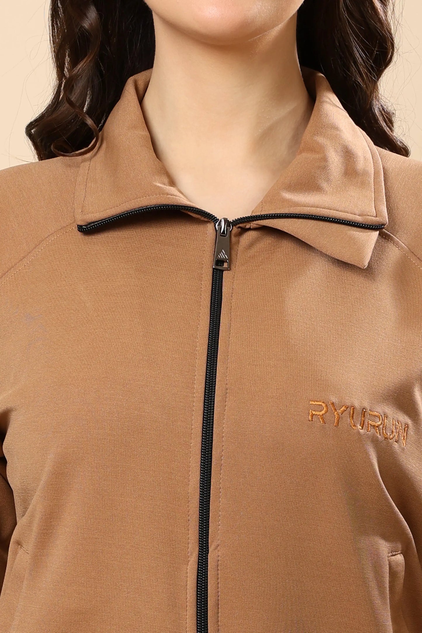Women’s Signature Earthy Brown Zip-Up Jacket | Everyday Wear