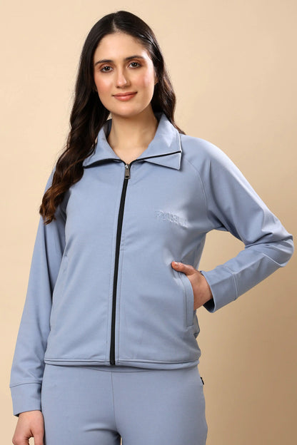 Women’s Signature Steel Blue Zip-Up Jacket | Everyday Wear