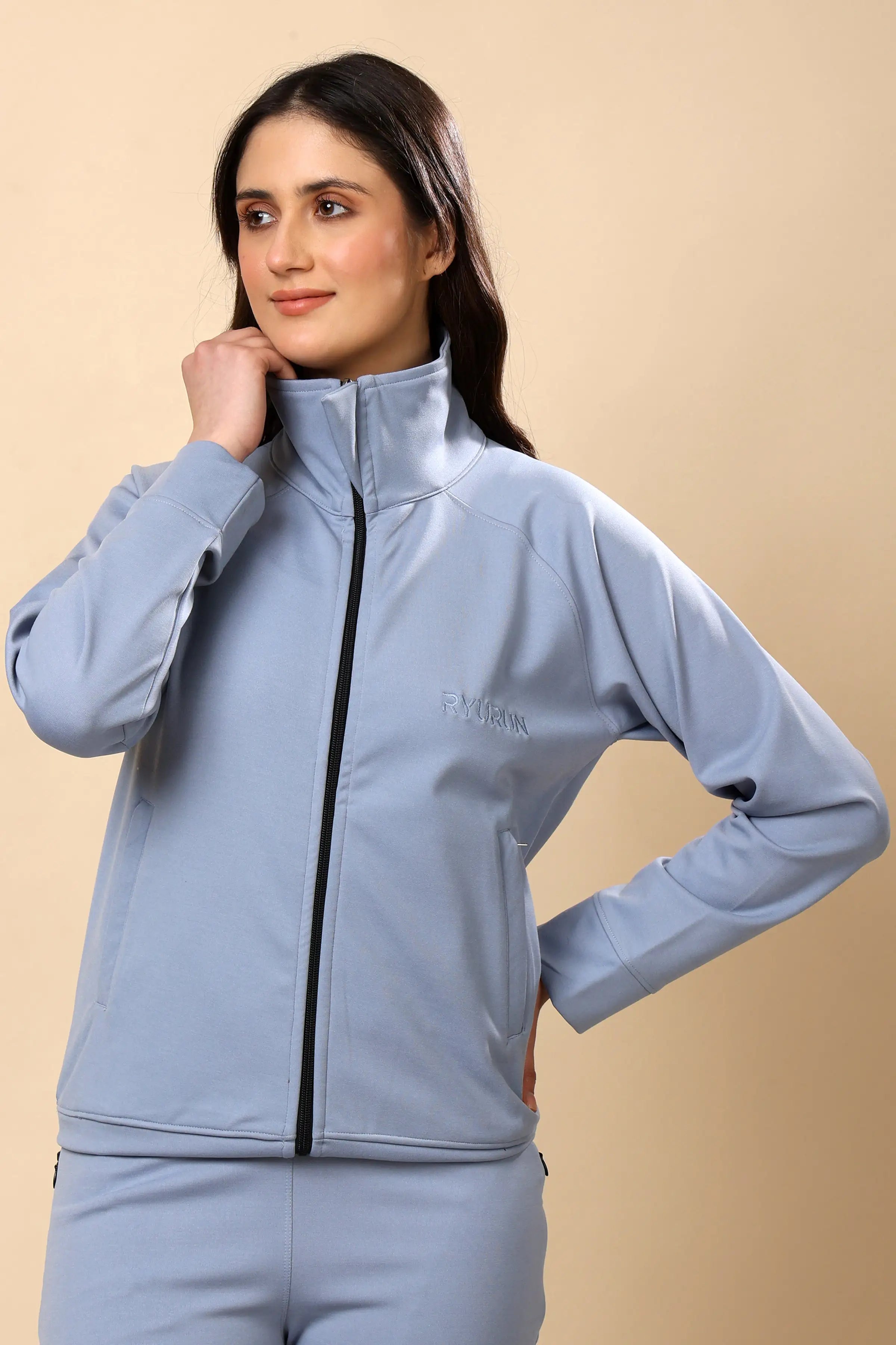 Women’s Signature Steel Blue Zip-Up Jacket | Everyday Wear