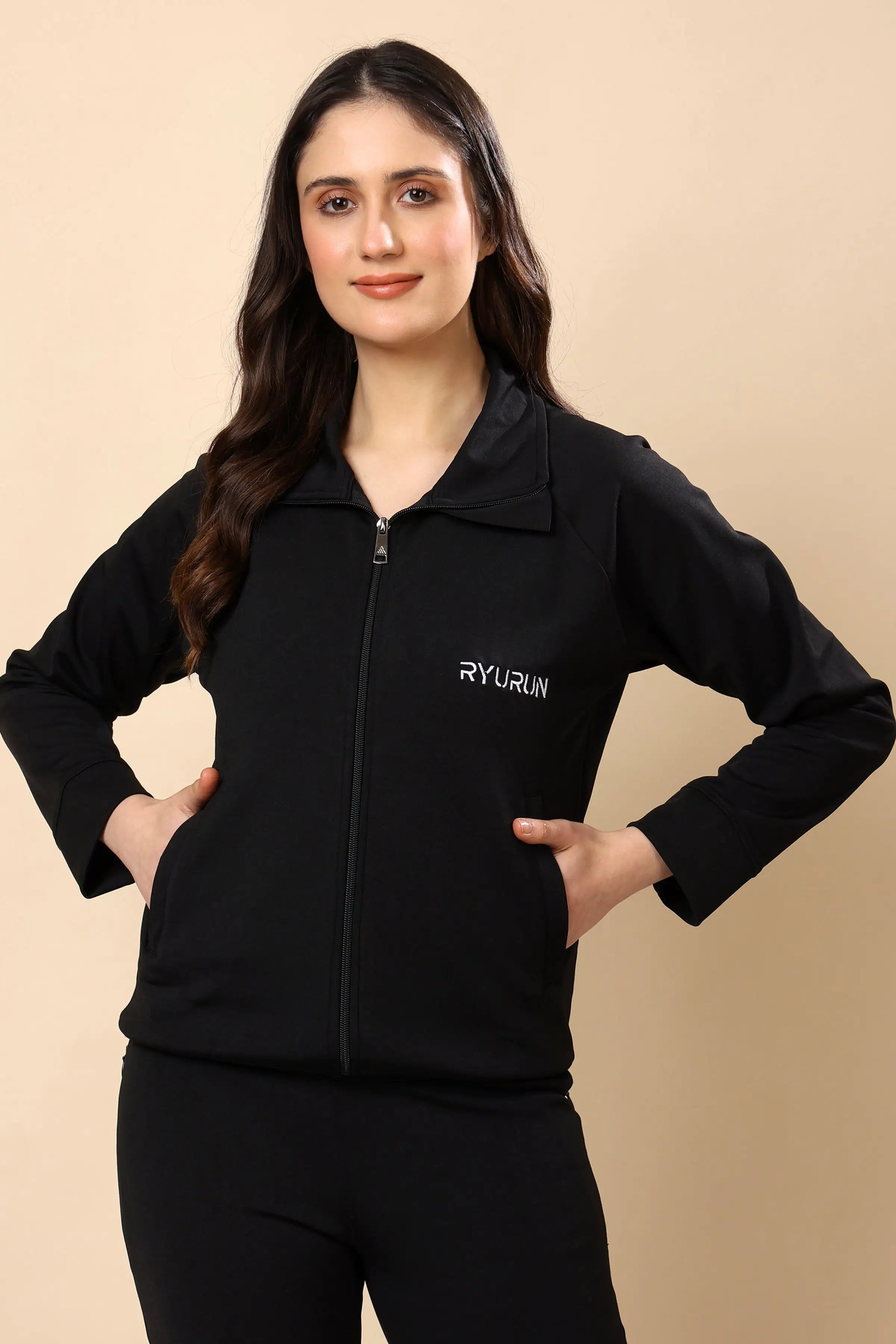 Women’s Signature Metal Black Zip-Up Jacket | Everyday Wear