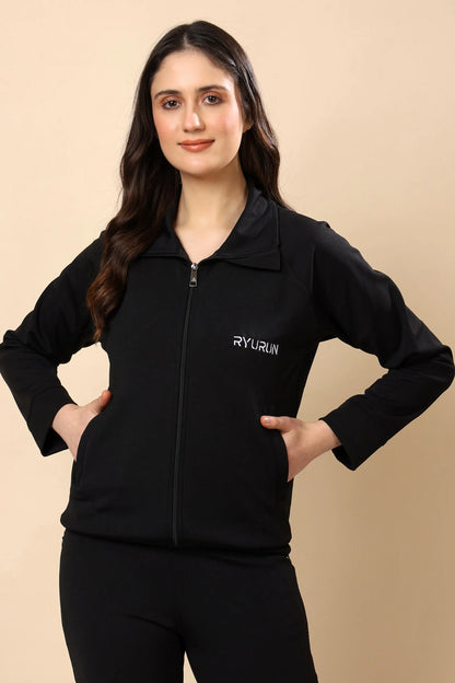 Women’s Signature Metal Black Zip-Up Jacket | Everyday Wear