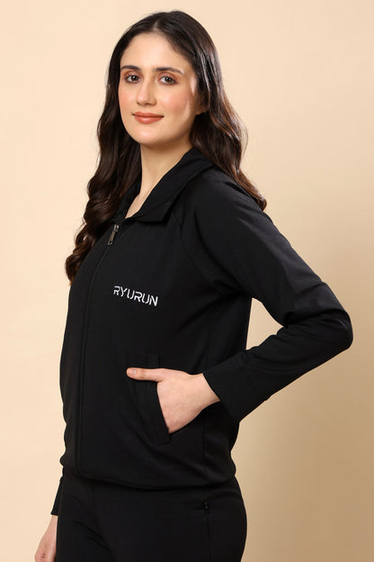 Women’s Signature Metal Black Zip-Up Jacket | Everyday Wear