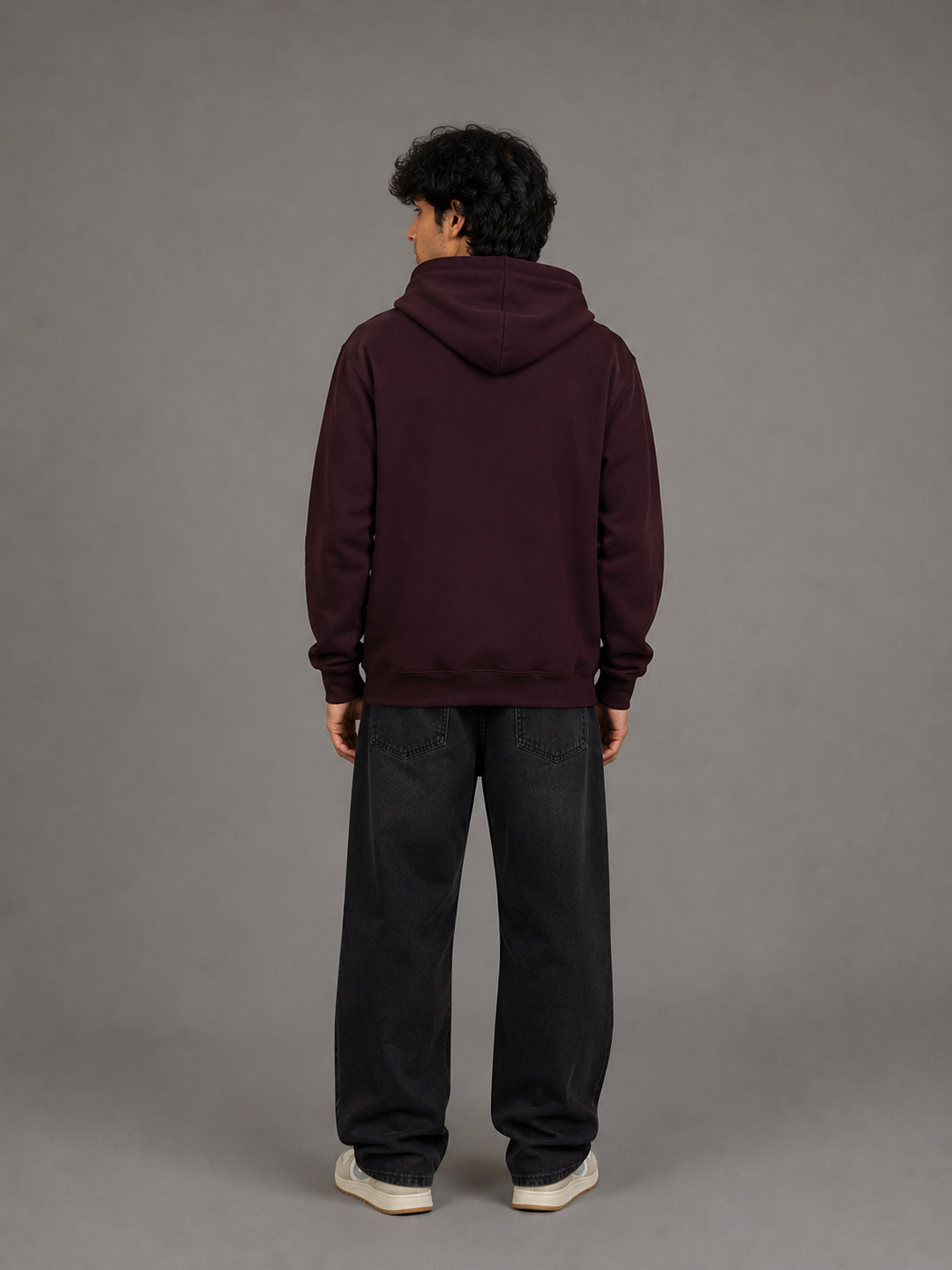 Men Solid Maroon Hoodie