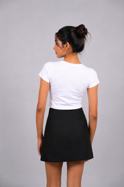 Women White Baby Tee | Bow