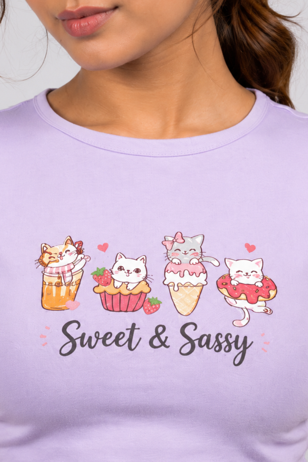 Women Lavender Baby Tee | Sassy Paws