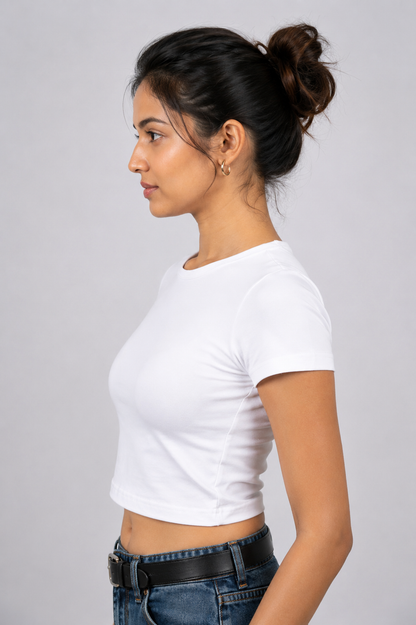 Women White Baby Tee