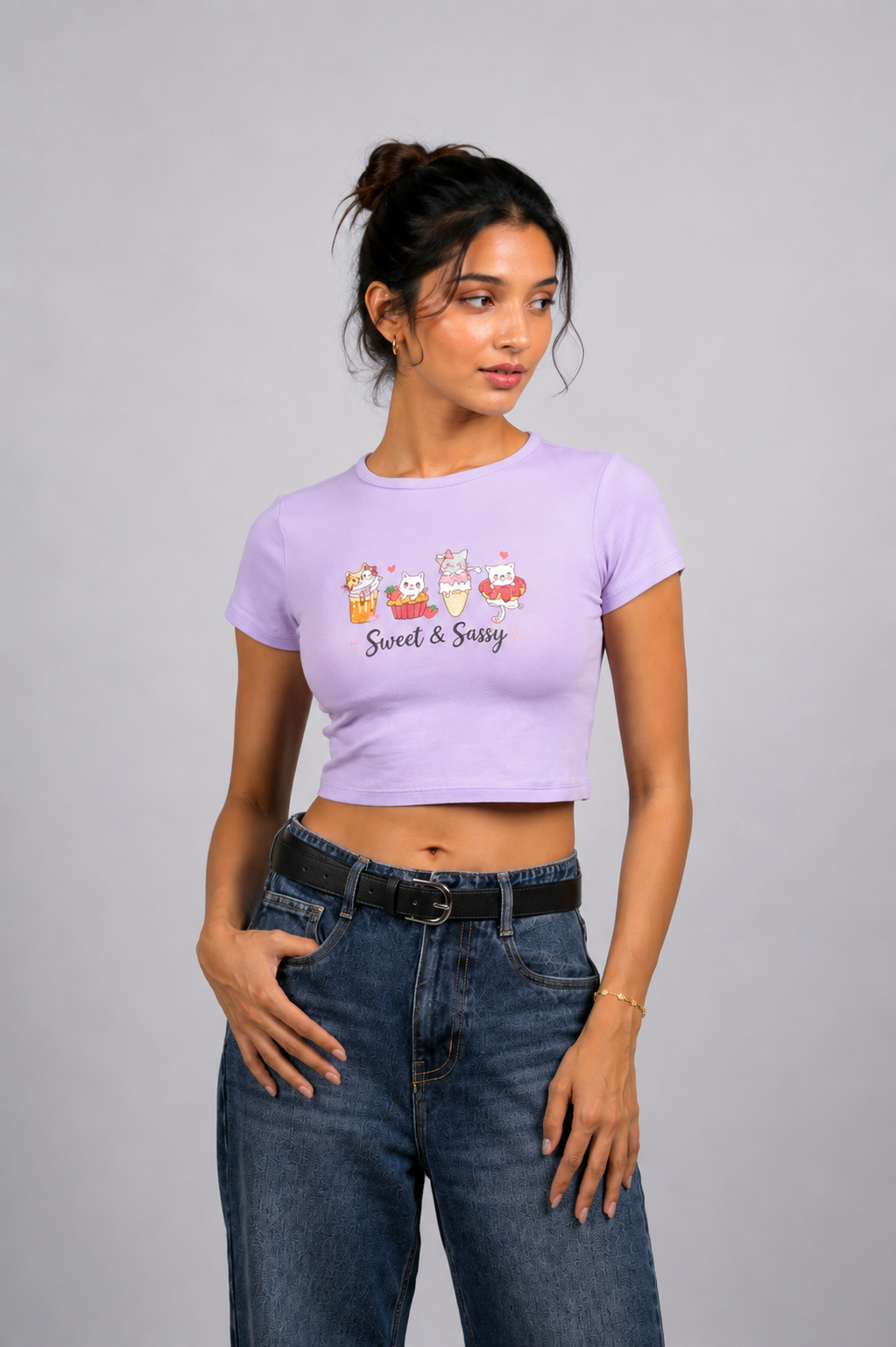 Women Lavender Baby Tee | Sassy Paws