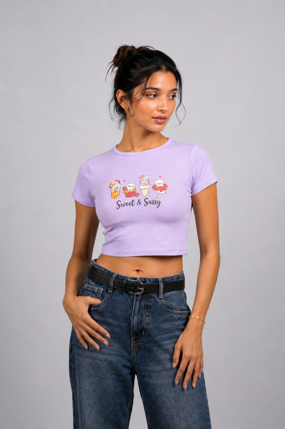 Women Lavender Baby Tee | Sassy Paws