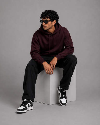 Men Solid Maroon Hoodie
