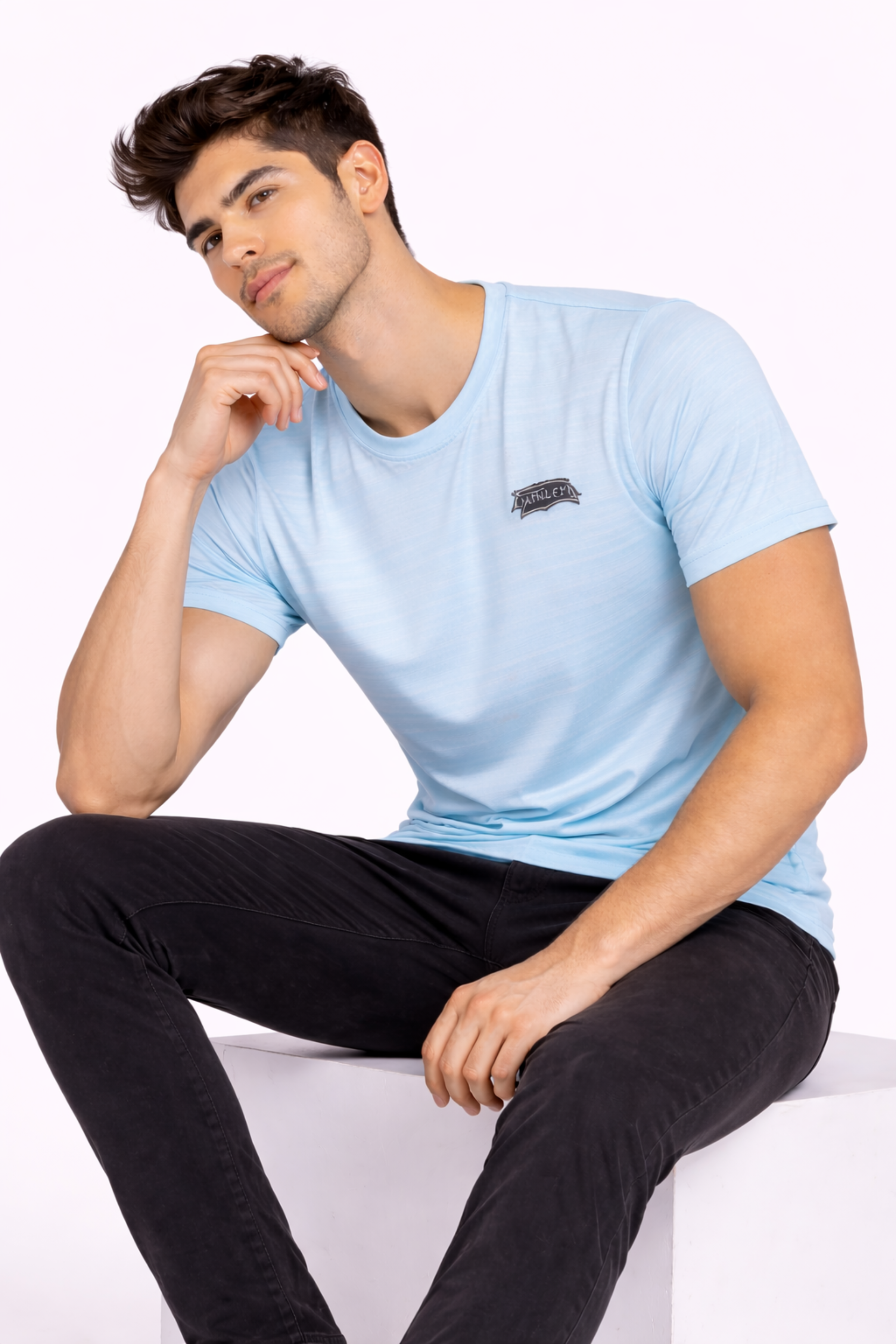 Men Sky Blue Active T-Shirt