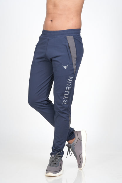 Men's Blue Track Pant – Angled Front View for Overall Fit and Style Reference

