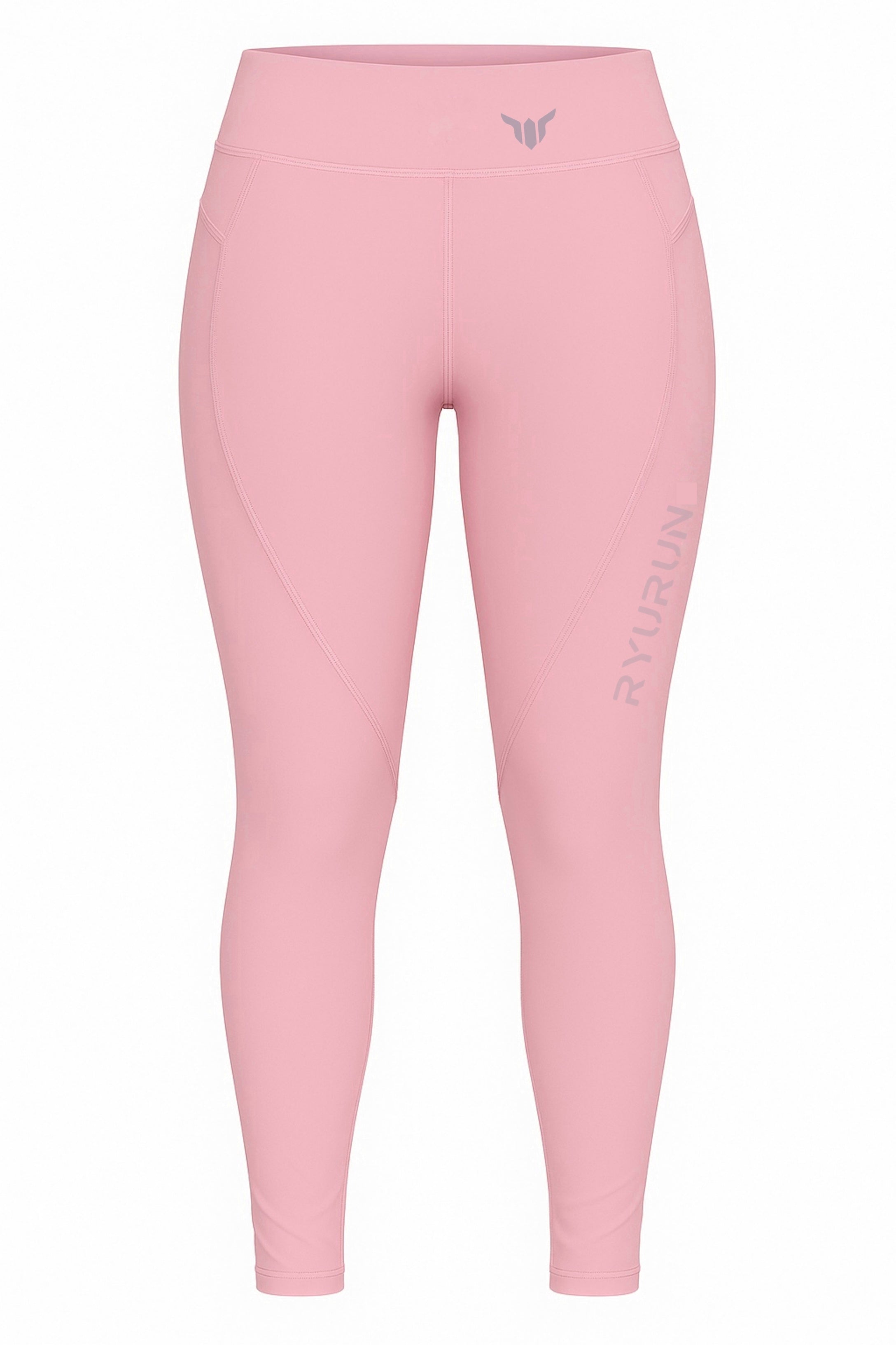 Women's Baby Pink Leggings – Product Mockup Displaying High Waistband and Soft Sculpt Fit Design

