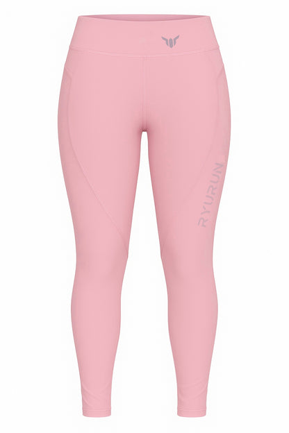 Women's Baby Pink Leggings – Product Mockup Displaying High Waistband and Soft Sculpt Fit Design

