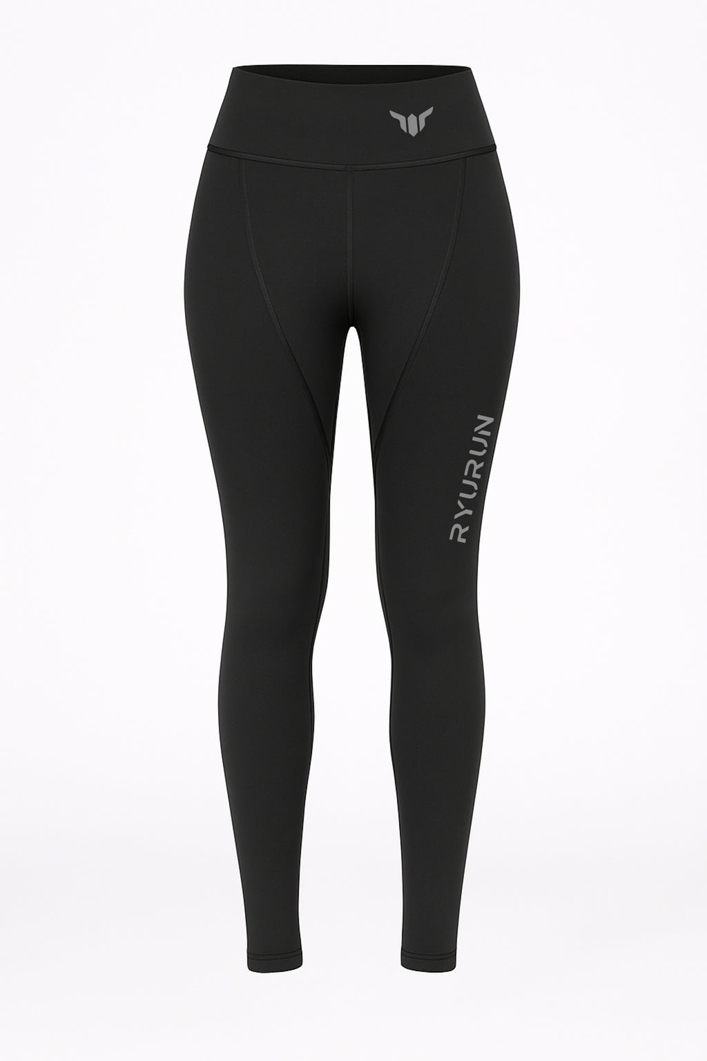 Women's Black Leggings – Product Mockup Displaying Sleek High Waist and Sculpted Compression Fit

