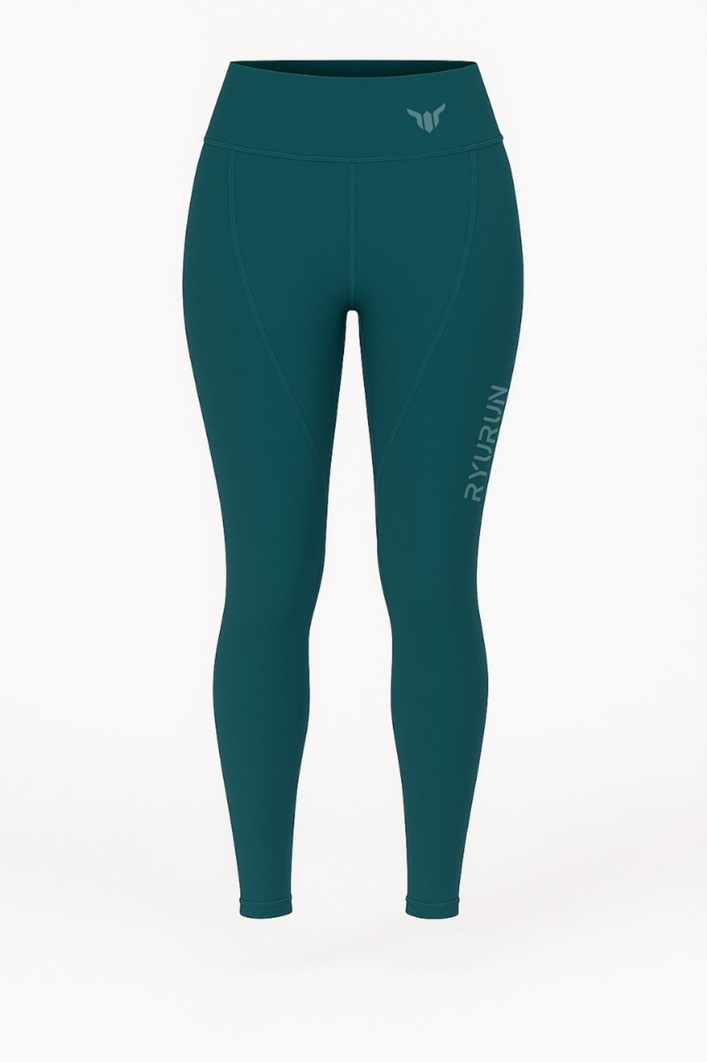 Women's Emerald Green Leggings – Product Mockup Displaying High Waist, Compression Cut, and Smooth Finish

