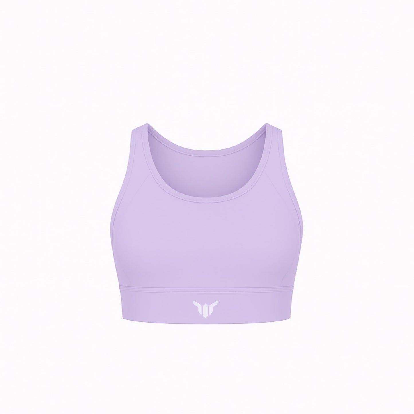 Women's Lavender Sports Bra – Product Mockup Highlighting Soft Fabric, Clean Neckline, and Minimal Design

